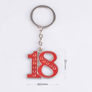 <span class=keywords><strong>Metal</strong></span> personalizado llavero de diamante número 18 llavero 18th cumpleaños regalo - Product Image 3