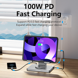 Blueendless USB 3.0 PD 100W trung tâm sạc Docking Station HDTV 4k RJ45 đứng Multiport 7 trong 1 USB C SD TF Loại C Dock HUB <span class=keywords><strong>Adapter</strong></span> - Product Image 4