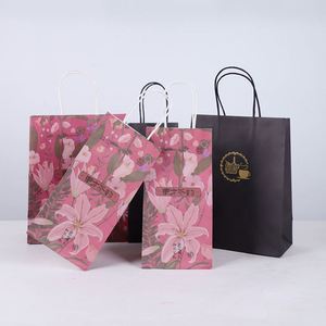 ถุงกระดาษคราฟท์กันน้ำกันน้ำมันสำหรับใส่กลับบ้าน เป็นมิตรกับสิ่งแวดล้อม ย่อยสลายได้ พร้อมหูหิ้วแบบเกลียว - Product Image 2