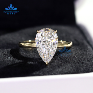 Luxury <strong>2</strong> <strong>Carat</strong> Pear Lab Moissanite <strong>Diamond</strong> 925 Sterling Silver &amp; 14K/18K Solid Gold Wedding &amp; Engagement Band Rings