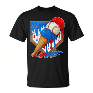 T-shirt da ragazzo con design effetto goccia di gelato e design distressed - Product Image 2