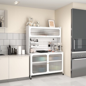 Meuble de cuisine multi-niveaux anti-poussière avec portes, unité de rangement autoportante pour micro-ondes et ustensiles de cuisine - Product Image 5