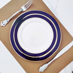 High-End 10 Inch Ceramic Western Food Plate <b>Set</b> Blue Gold Edged Steak Plate for Hotels & Restaurants Tea <b>Cups</b> & Saucers - Product Image 3