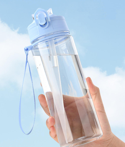 Botella de Agua de Plástico Transparente de 600 ml con Logotipo Personalizado, Venta al por Mayor, con Pajita y Cuerda, Portátil para Viajes al Aire Libre - Product Image 5