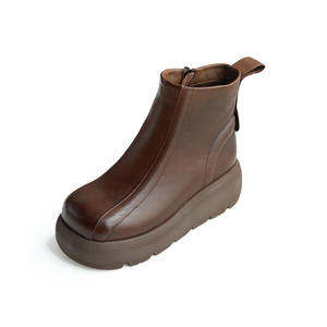Nouveaux bottines plateforme d'été en cuir véritable faites à la main, à lacets, style anglais, à talon compensé, légères - Product Image 5