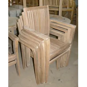 쌓을수 있는 의자 정원 겹쳐 쌓이는 의자 팔걸이 쌓을수 있는 나무로 되는 의자 티크 옥외 안뜰 가구 25