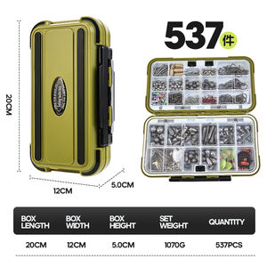 Набор рыболовных принадлежностей из 329/537 предметов: высококачественные водонепроницаемые вертлюги, крючки, бусины, грузила, коробка для снастей. Для ловли снепперов и сомов. - Product Image 3
