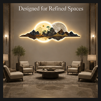 Décoration murale LED en cristal Moon Mountain, paysage oriental panoramique, art lumineux pour hôtel, salon, intérieurs contemporains