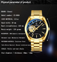 En stock 1 pièce, logo personnalisé, 50 Chenxi 8806, fabricant OEM ODM, design de cadran de luxe, montre-bracelet automatique mécanique pour homme