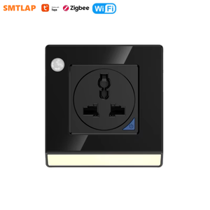 Prise murale intelligente universelle LAPU Tuya WiFi Zigbee en verre trempé 3 broches <span class=keywords><strong>220V</strong></span> 16A avec capteur et lumière LED Blanc/Noir - Product Image 4