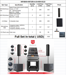 Conjunto completo de alta calidad, controladores pasivos de neodimio de 8 pulgadas, altavoz de rango completo, Sistema de música con amplificador - Product Image 2