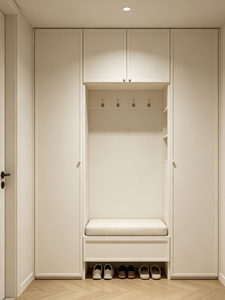Modern Entryway <b>Shoe</b> <b>Rack</b> Cabinet Corner Storage Unit <b>Wooden</b> Boot Shelf with Bench Hook Organizer - Product Image 2