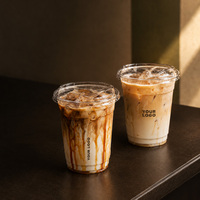 Gobelets réutilisables en PP transparents avec couvercles en dôme pour boissons froides, café et desserts