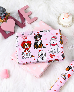 Romantic Valentine's Day gift wrapping <b>paper</b> Pink heart shaped puppy wrapping <b>paper</b> Romantic wedding wrapping <b>paper</b> - Product Image 5