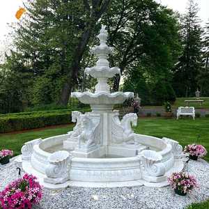 Fontaine de cheval en marbre blanc personnalisée <span class=keywords><strong>Mily</strong></span>, sculptée à la main pour l'extérieur, la <span class=keywords><strong>villa</strong></span>, la cour, le jardin - Product Image 1