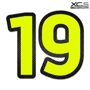 Autocollants personnalisés XGS DECAL avec mots, texture fibre de carbone, vinyle jaune fluo néon, haute adhérence, auto-adhésifs, 12 cm - Product Image 1