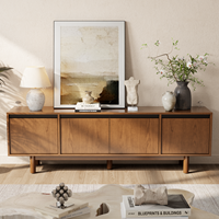 Meuble TV vintage mi-siècle sur pieds hauts, centre de divertissement sur pied, console multimédia rétro avec rangement DSG075 (Stock US)