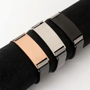 Bracelet à boucle magnétique en acier inoxydable, Bracelet de lettrage personnalisé pour hommes, mode Simple, Bracelet en acier titane, vente en gros