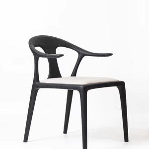 Nordic Solid Wood Rubberwood <b>Backrest</b> Dining Chair Chinese Modern Retro Duckbill Design Light Luxury Style Adult Use - Product Image 3