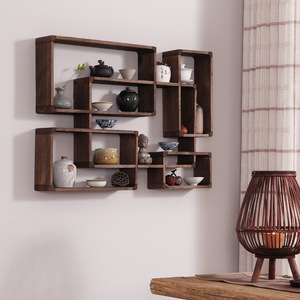 Thiết kế hiện đại Gỗ Mug hiển thị Kệ Lưới Ngăn Lưu Trữ Wall Mount nổi kệ cho nhà bếp chạm khắc đứng loại - Product Image 2