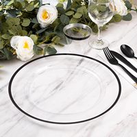Assiettes de présentation noires avec bordure noire, 12 pouces, jetables, pour Nouvel An/Dîner/Fête de mariage/Anniversaire