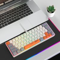Keyboard RGB USB Berkabel 63 Tombol Gaming Gamer Kompak Mini untuk Perjalanan Kantor Game Bisnis E-Sports Film Keyboard