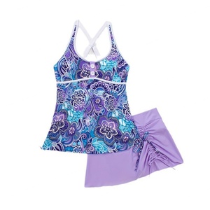 Maillot de bain deux pièces push-up violet personnalisé, taille haute, bretelles respirantes et confortables, avec imprimé floral - Product Image 5