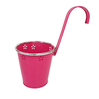Pot de fleurs suspendu en métal vert avec crochet, jardinière en métal ajouré pour décoration de balustrade, balcon et jardin