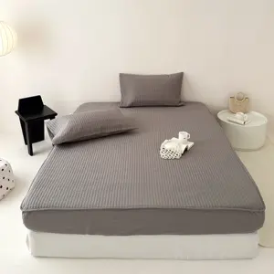 Wholesale 100% cotton Solid Color quilting seam Flat sheet Fitted sheet Pillowcase for All Season Sheet sets Bedding sets