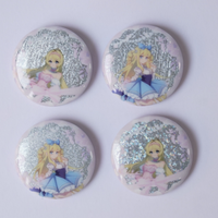 Badges en fer blanc à double éclat argenté, personnalisés avec motif de fille anime, boutons ronds en métal pour collections de fans et accessoires de cosplay