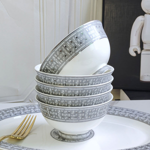 Wholesale Kitchen Utensils Luxury Tableware Mosaic Dinner <b>Set</b> <b>Dinnerware</b> <b>Set</b> Grey Royal Western Ceramic Bone China 58pcs - Product Image 4