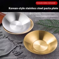 Bol de grande capacité en forme de V monocouche coréen moderne de luxe en acier inoxydable doré épaissi argent assiettes à vaisselle profondes
