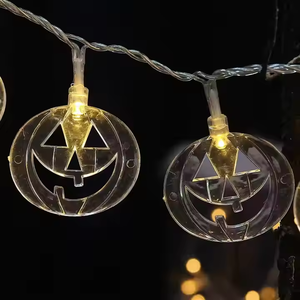 Guirlande lumineuse LED plate en forme de citrouille alimentée par USB, décoration d'Halloween, <span class=keywords><strong>Jack</strong></span>-o'-lantern pour l'intérieur, l'extérieur, les fêtes de jardin, IP44 - Product Image 4