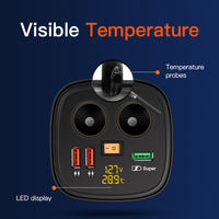 Chargeur de voiture 12V/24V 120W, double prise allume-cigare, 3 ports USB à charge rapide, affichage numérique de la tension et de la température, adaptateur secteur