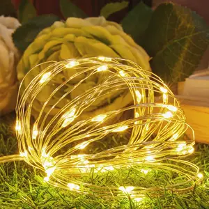 户外仙女圣诞花环派对婚庆串发光二极管铜线灯u盘铜线装饰发光二极管条随机灯