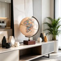 Globe terrestre de style antique 32 cm, sphère en papier et métal de qualité supérieure, support en bois, décoration de bureau, éducation professionnelle