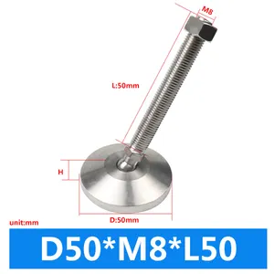 Stainless Steel Heavy Duty Leveling Feet Swivel Adjustable Leveling Foot M8 Leveler Machine Feet With Base Diameter 50mm