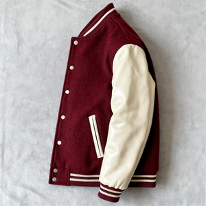 مخصص للرجال كبير الحجم شينيل التطريز البيسبول مع ياقة قابلة للتحول جاكيت جامعي أنيق - Product Image 3