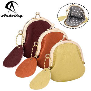 AndoBag Mini Coin <b>Purses</b> for Women Genuine Cow Leather <b>Small</b> Clip Pouch Fashion Clutch Lipstick Bag Key Bags 1501 - Product Image 1