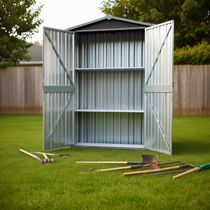 Casetta da Giardino in Acciaio Zincato 45.7x17.7x68.9 Pollici, Unità di Stoccaggio Marrone - Product Image 2