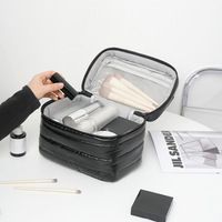 Nouvelle Trousse de Maquillage Grande Capacité en Tissu Polyester avec Fermeture Éclair, Portable pour Voyage et Essentiels de Sac