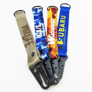 Promotional Customized Black Embroidery Logo Patch Sewing Motorcycle Flight Keychain Climbing Carabiner Nylon Key Tags - Product Image 2