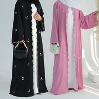 2025 nouveau Design Abaya femmes Robe musulmane de luxe Nida fleur broderie Cardigan Abaya Robe dubaï modeste musulman ouvert Abaya