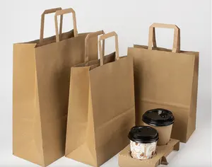 カスタマイズ卸売リサイクル可能なクラフト紙バッグカスタマイズされたプリントベーキング包装材料バッグツイストハンドル付き