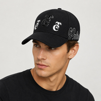 Casquette de baseball noire ajustable de haute qualité avec logo brodé 3D personnalisé et strass, vente en gros directe usine