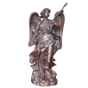 Escultura de talla de bronce de tamaño natural Estatua de guerreros de Ángel Romano antiguo - Product Image 1