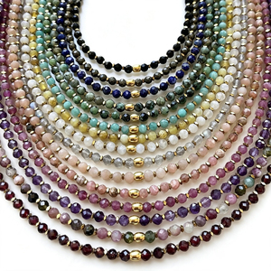 Collar de cuentas facetadas de piedras preciosas con espaciador de metal dorado, gargantilla delicada de hebra corta, joyería OEM personalizada - Product Image 1