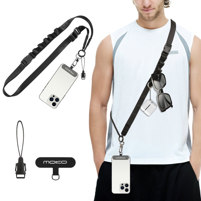 MoKo Multifunctional Universal Adjustable Polyester Neck Cell Phone Strap Outdoor Travel Crossbody Mobile Phone Lanyard