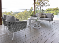Ensemble de tissage de corde en aluminium Mobilier d'extérieur pour patio Chaise de jardin Terrasse Balcon Sofas d'arrière-cour Salon extérieur Groupe de sièges