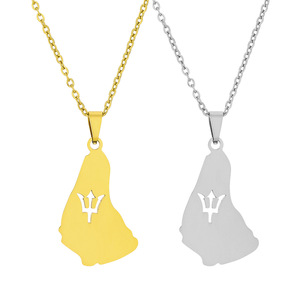 Collar con Colgante <span class=keywords><strong>de</strong></span> la <span class=keywords><strong>Isla</strong></span> <span class=keywords><strong>de</strong></span> Barbados en Acero Inoxidable, Estilo Étnico, Accesorio <span class=keywords><strong>de</strong></span> Cadena para Suéter <span class=keywords><strong>de</strong></span> Lujo Ligero para Mujer, Diseño Único - Product Image 2